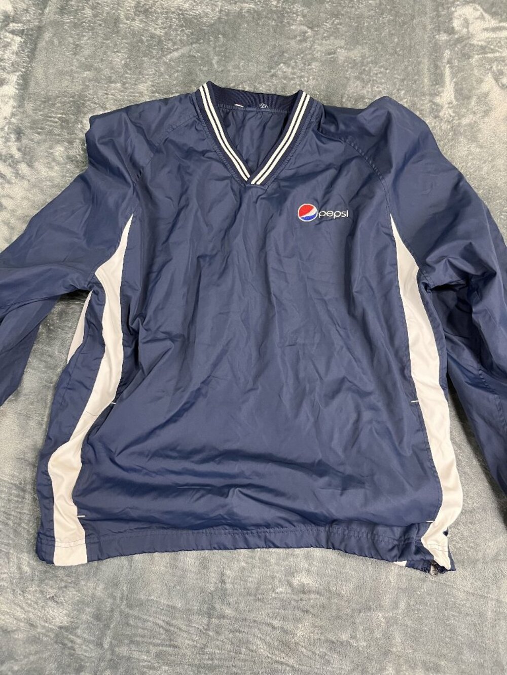 Pepsi Mens Navy Pullover Windbreaker Jacket Embroidered Logo XL